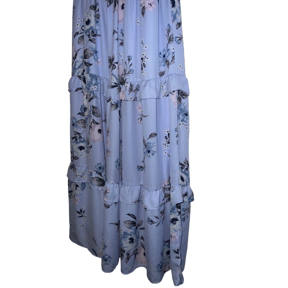 Rare Editions Girls Blue Floral Smocked Tiered Ruffle Maxi Dress Size 10 - Picture 4 of 6